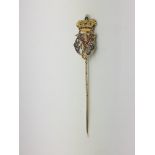 A gold gem set stick pin, approx 5.6g.