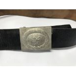 A German WW2 Luftwaffe belt buckle and leather bel