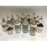 A collection of approx 17 vintage chemist dispensi