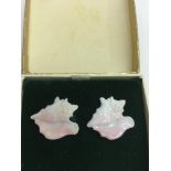 A pair of 14ct gold and and Angel coral shell earr