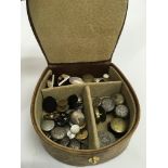 A leather stud box and contents including Georgian