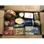 A large collection of tins including novelty and advertising (10 boxes )