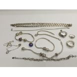 A collection of silver jewellery including a Tiffa