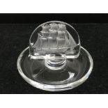 A Lalique ring holder depicting a galleon, approx