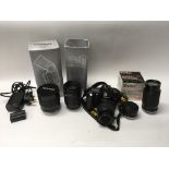 A Nikon D50 camera and lenses plus accessories, in