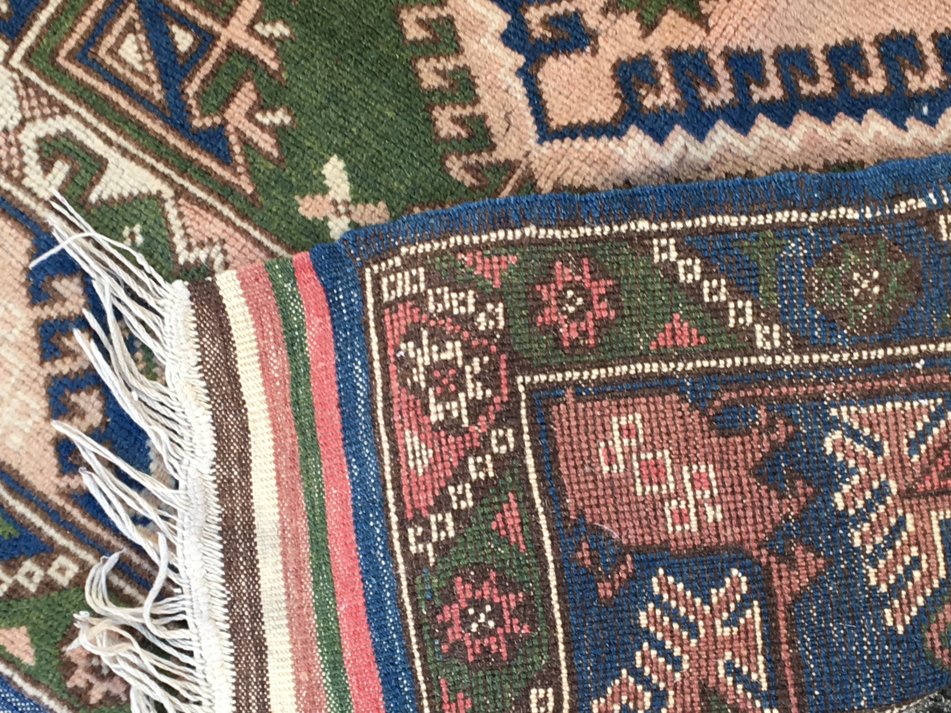 Two hand knotted rugs both with a geometric patter - Image 3 of 4