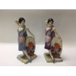 A pair of Carlton Ware Clarice Cliff Sunshine Girl