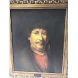 An oil on canvas self portrait after Rembrandt. Me