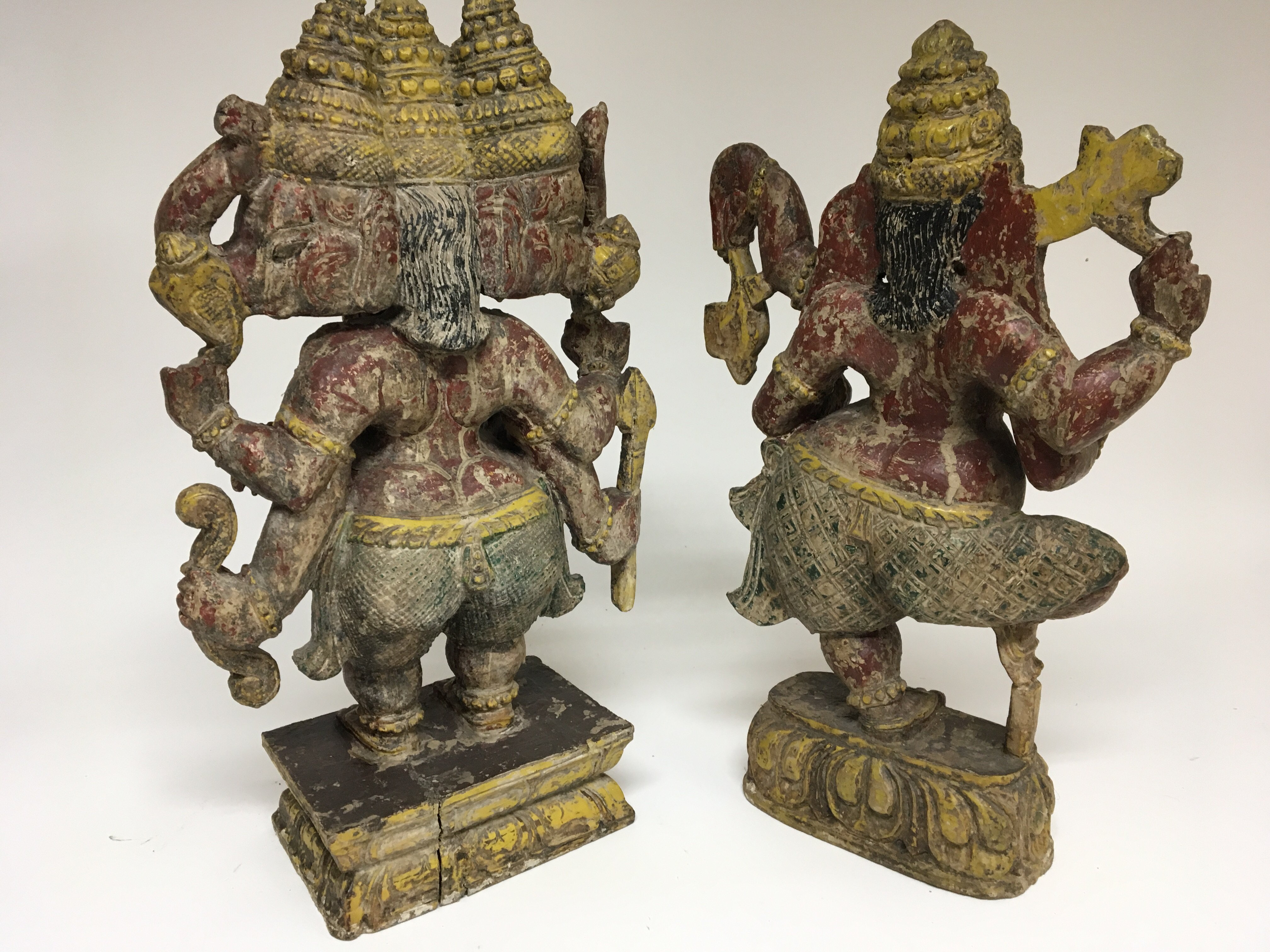 Two hand painted and carved wood figures of the go - Image 2 of 2