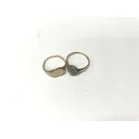 Two 9ct gold rings, one inset with diamonds. Ring