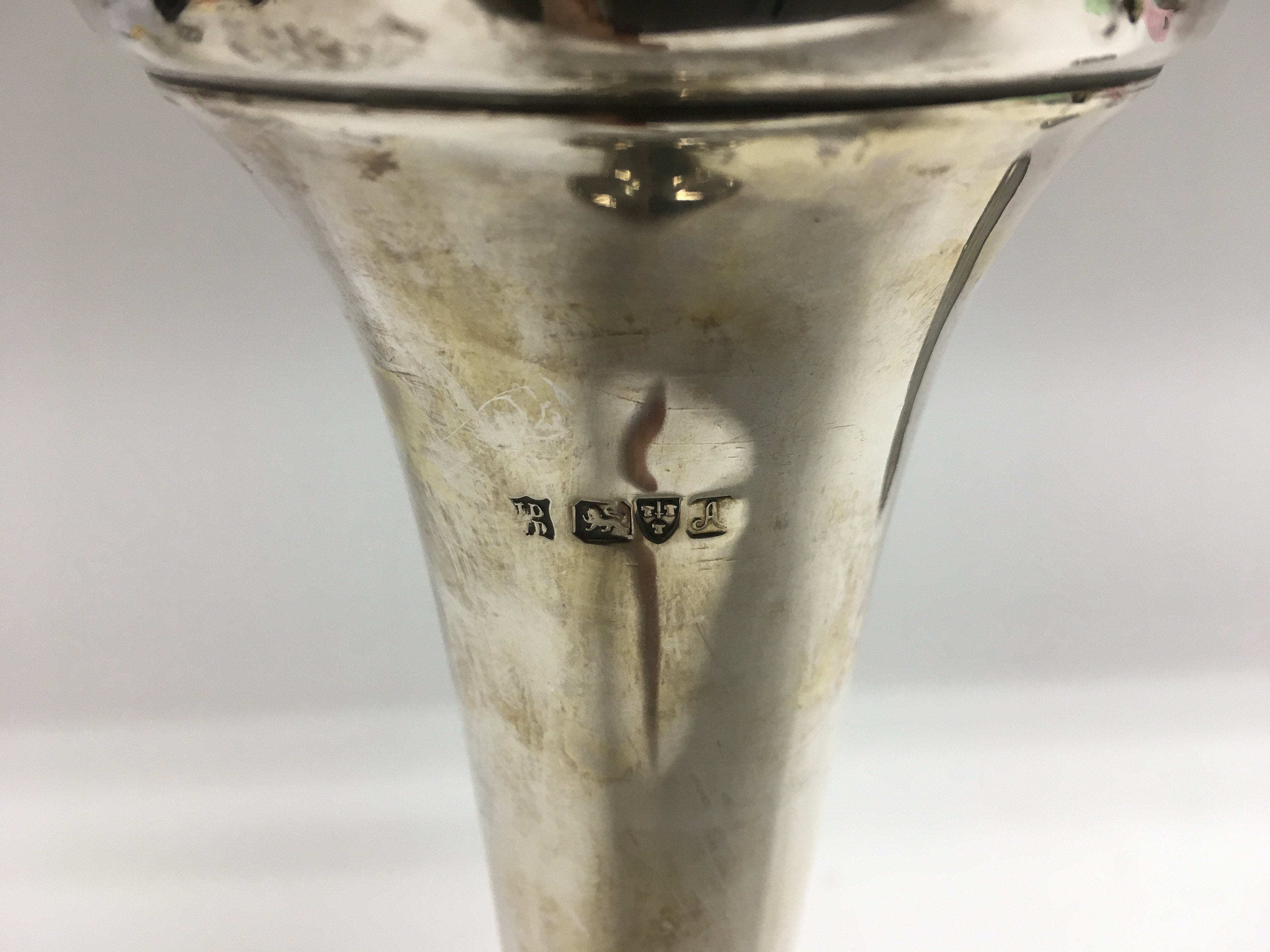 A silver vase of tapering form with a piercework r - Image 2 of 2