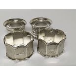 Two silver napkin rings with engine turned decorat