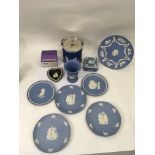 A group of Wedgwood Jasperware including a biscuit