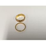 Two 22ct gold rings 6 grams approx
