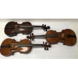 A group of three French 3/4 size violins circa 190