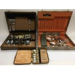 Two canteens of cutlery plus a cased set of apostl