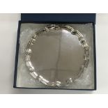A boxed silver Garrod's & Co salver with a shaped