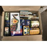 A large collection of novelty and advertising tins ( 10 boxes )