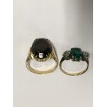 Two decorative rings with 9 ct gold bands