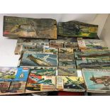 A collection of boxed model kits including Airfix,