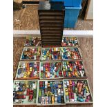 A 12 drawer collectors cabinet full with Matchbox cars all in playworn condition