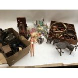A box of old toys including A German Childs film p