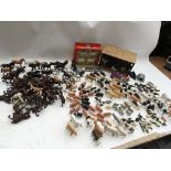 Britains toys, a collection of loose plastic Farmyard animals including horses, pigs, cow's,