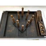 Victorian parlour wooden Skittles game
