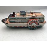 Japanese, Masudaya, vintage 1960s lithographic tinplate toy, "Queen river steam boat", in good