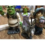 Shrek figures , set of 4, made from fibre glass an