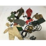 Action man , 2x painted head figures , one dressed