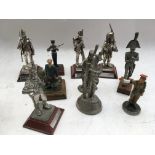 A collection of loose pewter military figures etc