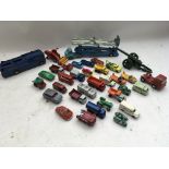 A collection of playworn Diecast vehicles including Matchbox/ Lesney, Corgi etc