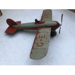 Tinplate , clockwork Airplane with pilot , made in