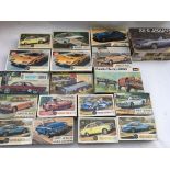 Airfix models, Revell and Aurora, a collection of boxed unused 1:32 scale 1970s cars model kits
