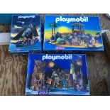 Playmobil, #3860, 3799 and 3123, including Pirate ship, Treasure island and Knights castle, all