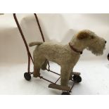 Pedigree, 1930s push a long and ride plush dog