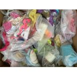 A box containing a collection of Barbie , Sindy etc , clothes, shoes and accessories