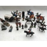 Britains toys , a collection of loose Diecast figures including soldiers on horseback, Medieval