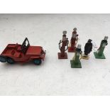 Dinky toys, unboxed Diecast including #25Y Universal Jeep and a collection of petrol pumps etc