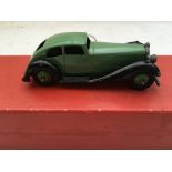 Dinky toys, loose Diecast vehicle, #36d Rover, from trade box , 1950s, Green with green hubs