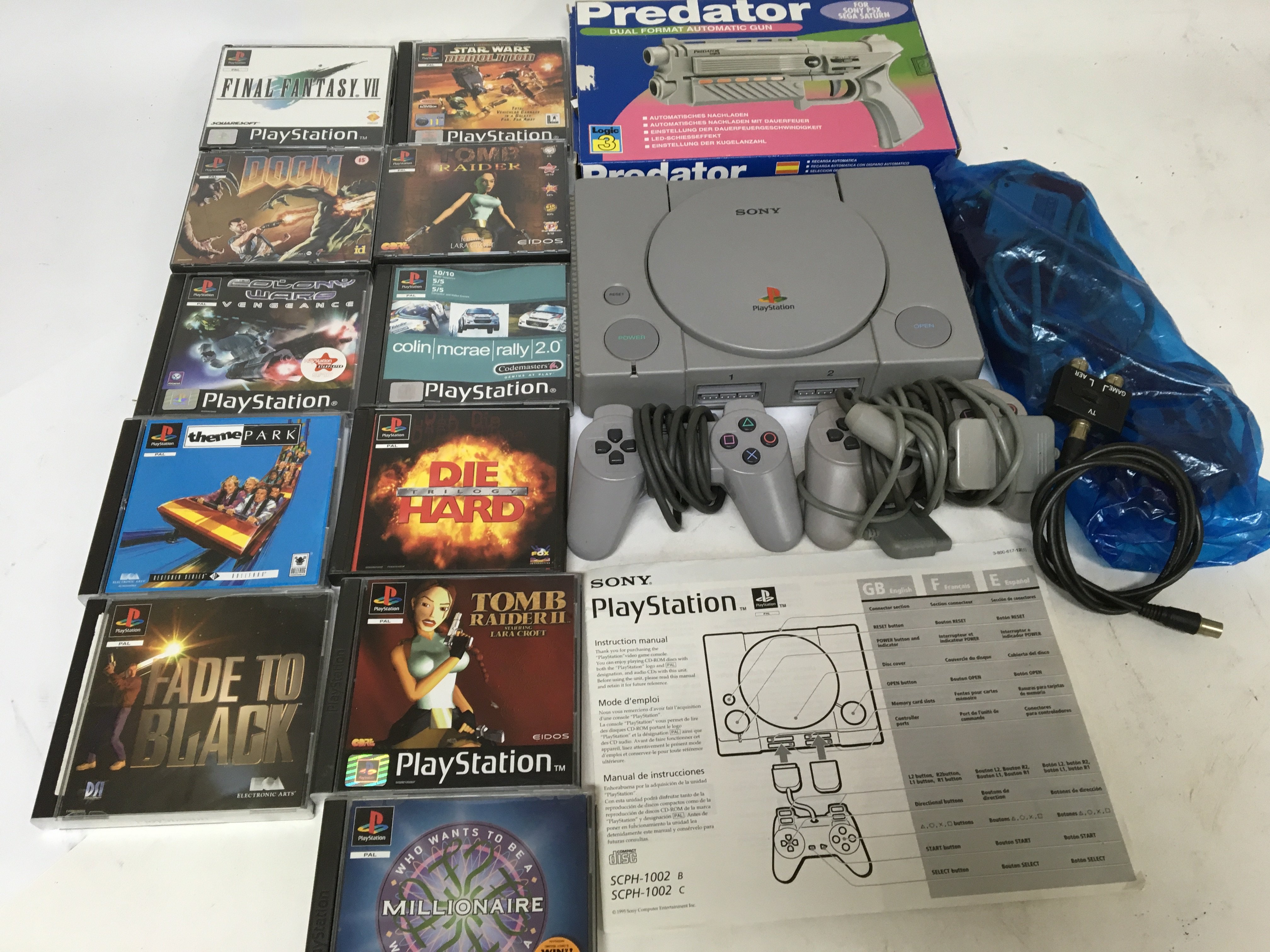 Sony PlayStation 1, including controllers, leads,