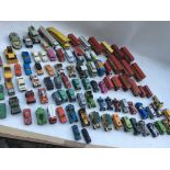 A collection of playworn Diecast vehicles including Corgi, Matchbox etc