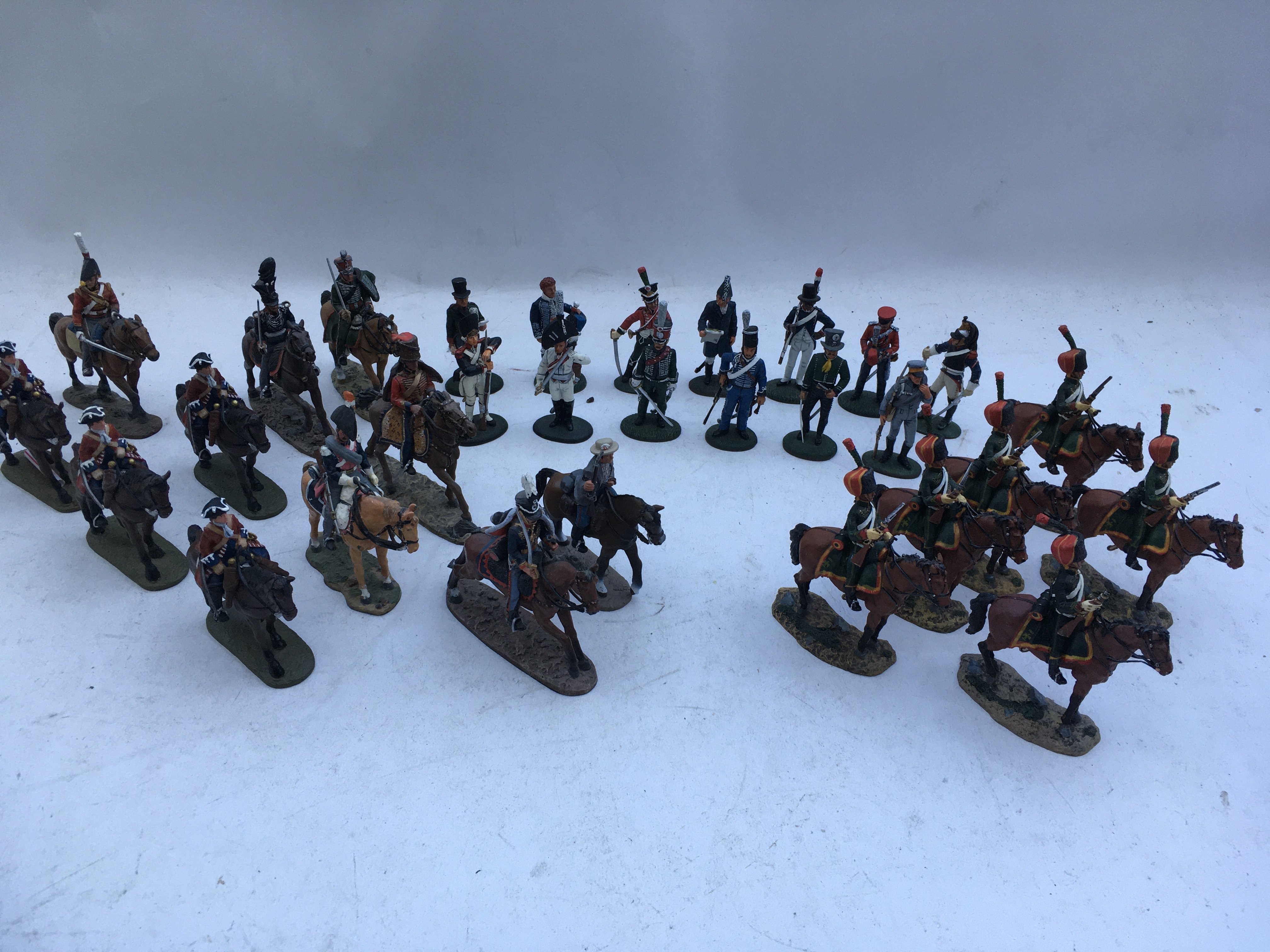 A collection of loose Diecast Del Prado, Napoleonic , Cavalry and Infantry soldiers
