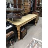 A large Victorian pine refectory table with single drawer to end. 185 x 96.5cm