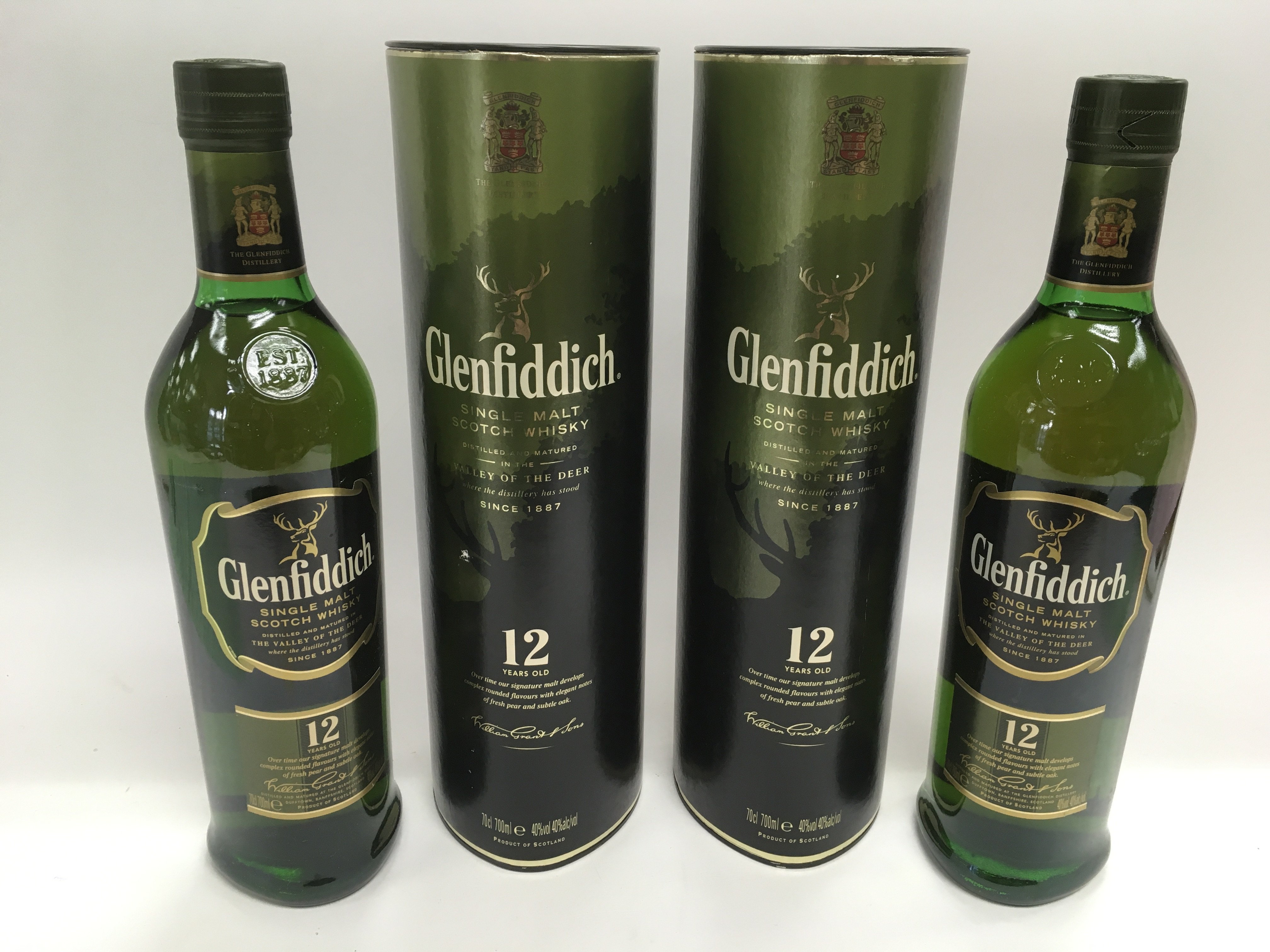 Two cased 700ml bottles of Glenfiddich single malt