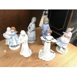 6 porcelain figures inc. Nao, Coalport, Worcester.