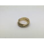 An 18ct gold diamond crossover ring, approx 7.6g and approx size H-I.
