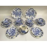 A Royal Worcester blue and white, dragon pattern part teaset