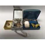 A silver Vesta and a collection of jewellery including silver.